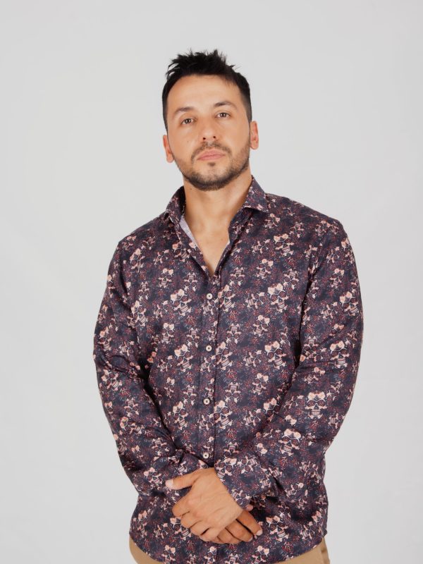 Camisa Monttesco Fantasía Calaveras Rojas