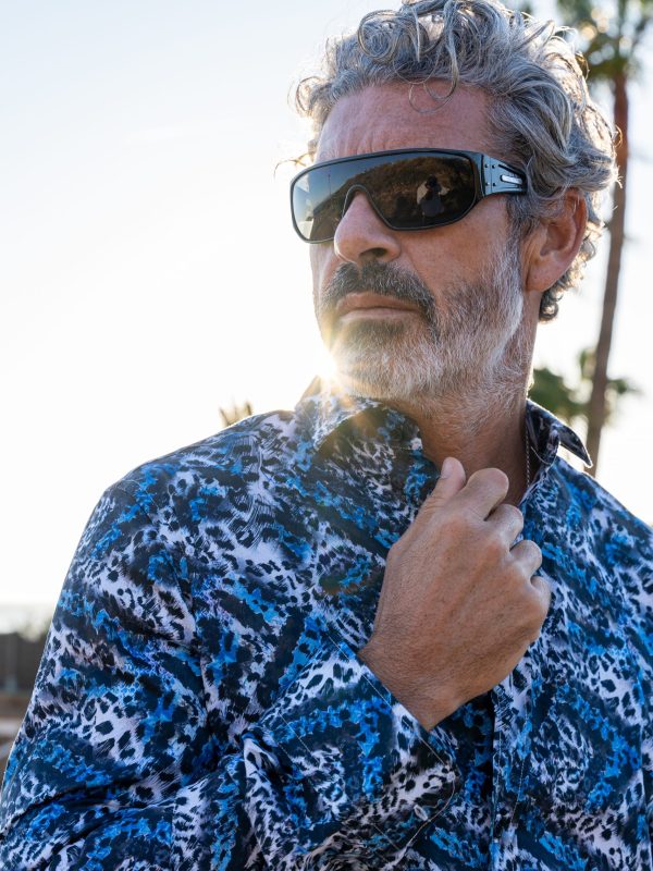 Camisa Monttesco Estampado Fantasía Leopardo Azul