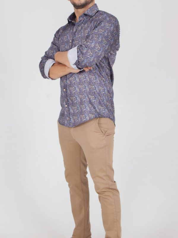 Camisa Monttesco Fantasía Estampada Coral Azul