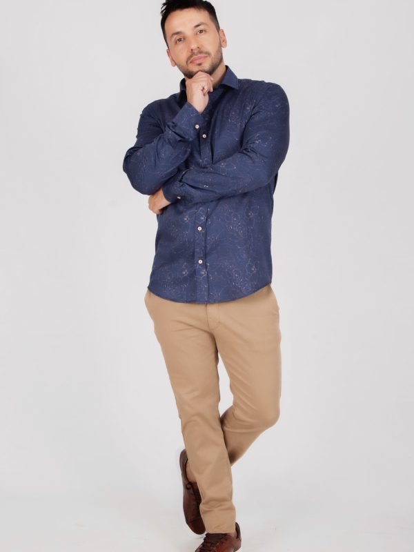 Camisa Monttesco Fantasía Estampada Flores RoseGold