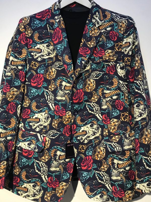 Americana Skull and Rose Fantasía Estampada Serpientes y Dados