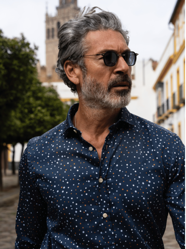 Camisa Monttesco Vestir Manga Larga Estampada Fantasía Puntos