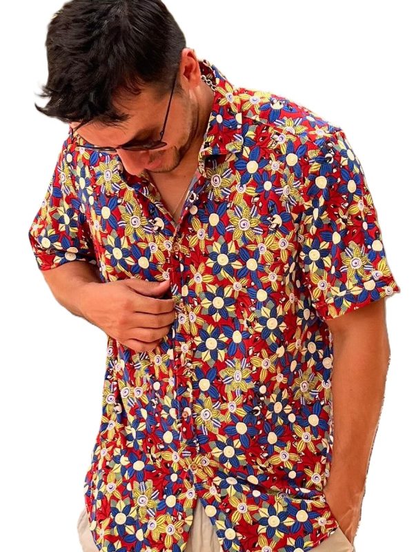 Camisa Monttesco Manga Corta Fantasía Estampado Flores