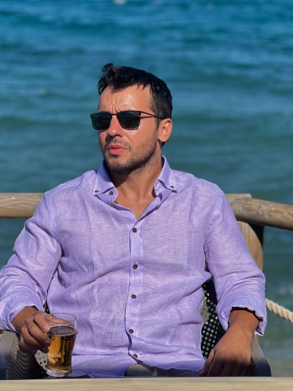 Camisa Monttesco Lino Lila