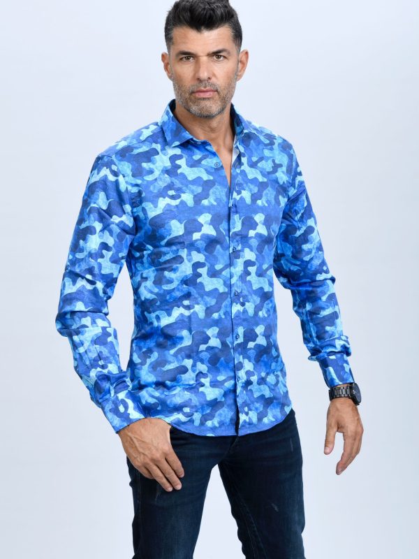 Camisa Monttesco Fantasía Estampada Azul