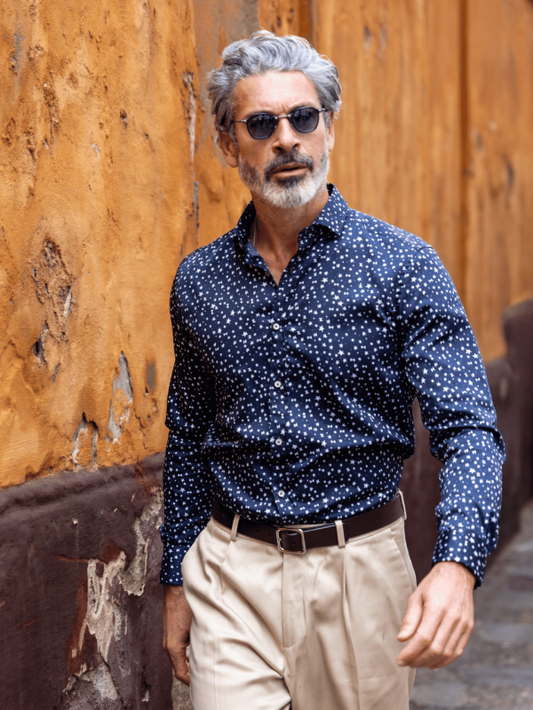 Camisa Monttesco Fantasía Estampada Estrellas Fondo Azul